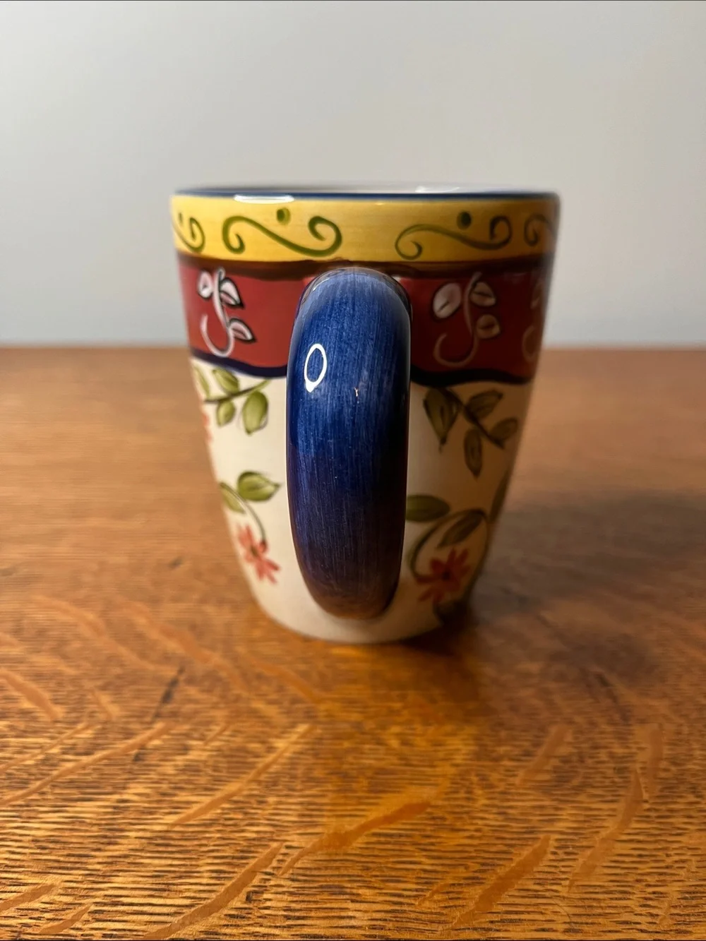 Retired Pier 1 Imports Vallarta Handpainted Earthenware Floral Coffee/Tea Mug.